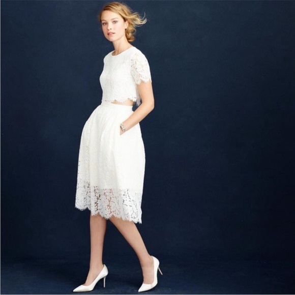 J. Crew Dresses & Skirts - J. Crew Bridal Collection White Lace Bride 2 Piece
